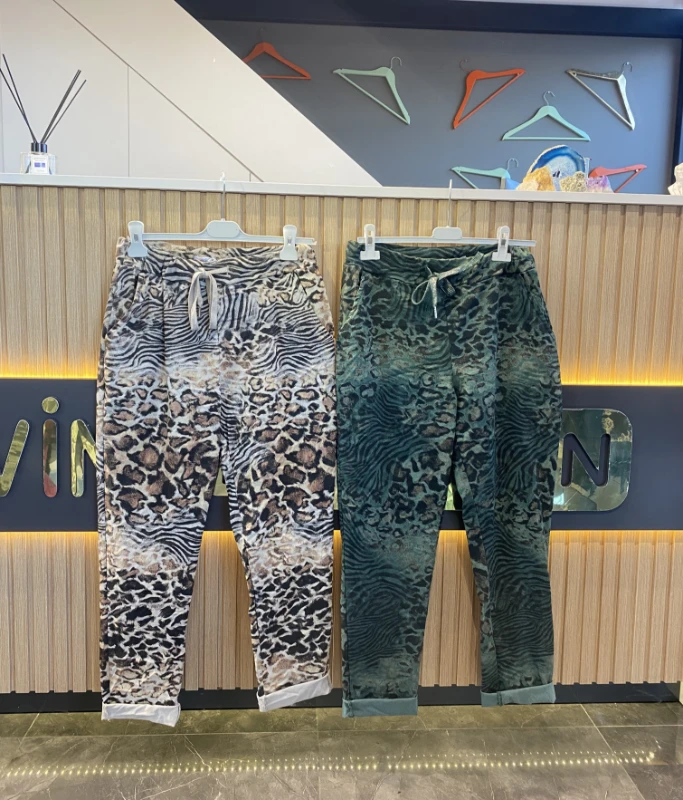 İthal Leopar Desenli Pantalon