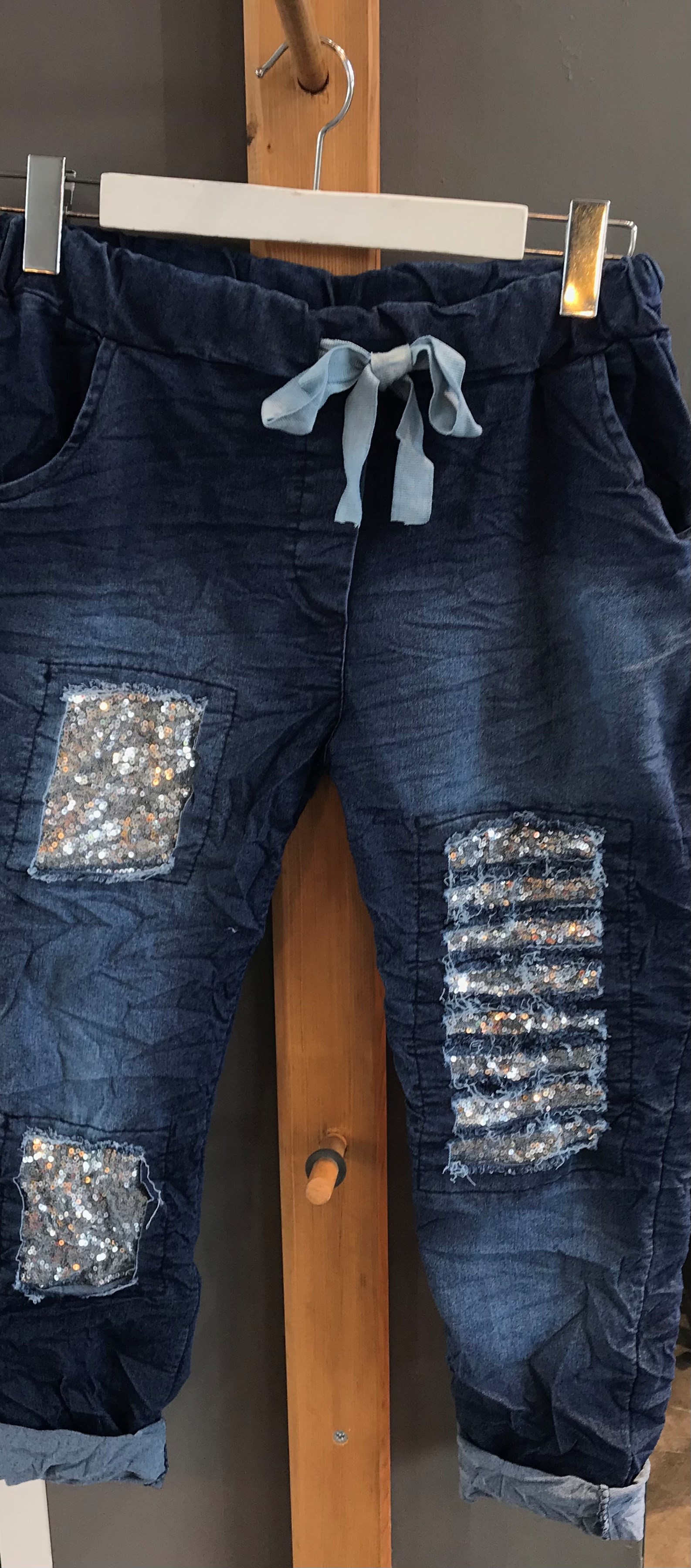 İtaly Kot Şeritli Pul Payetli Pantalon