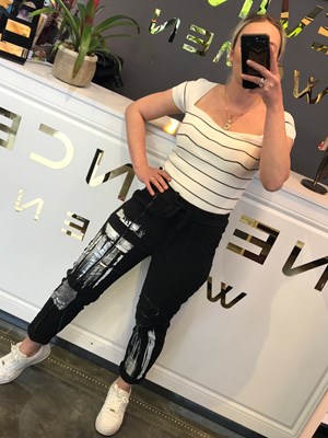 İthal  Varaklı Pul Payet Pantalon