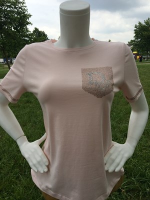 Dior Toz Pembe Cebi Taşlı T-shirt