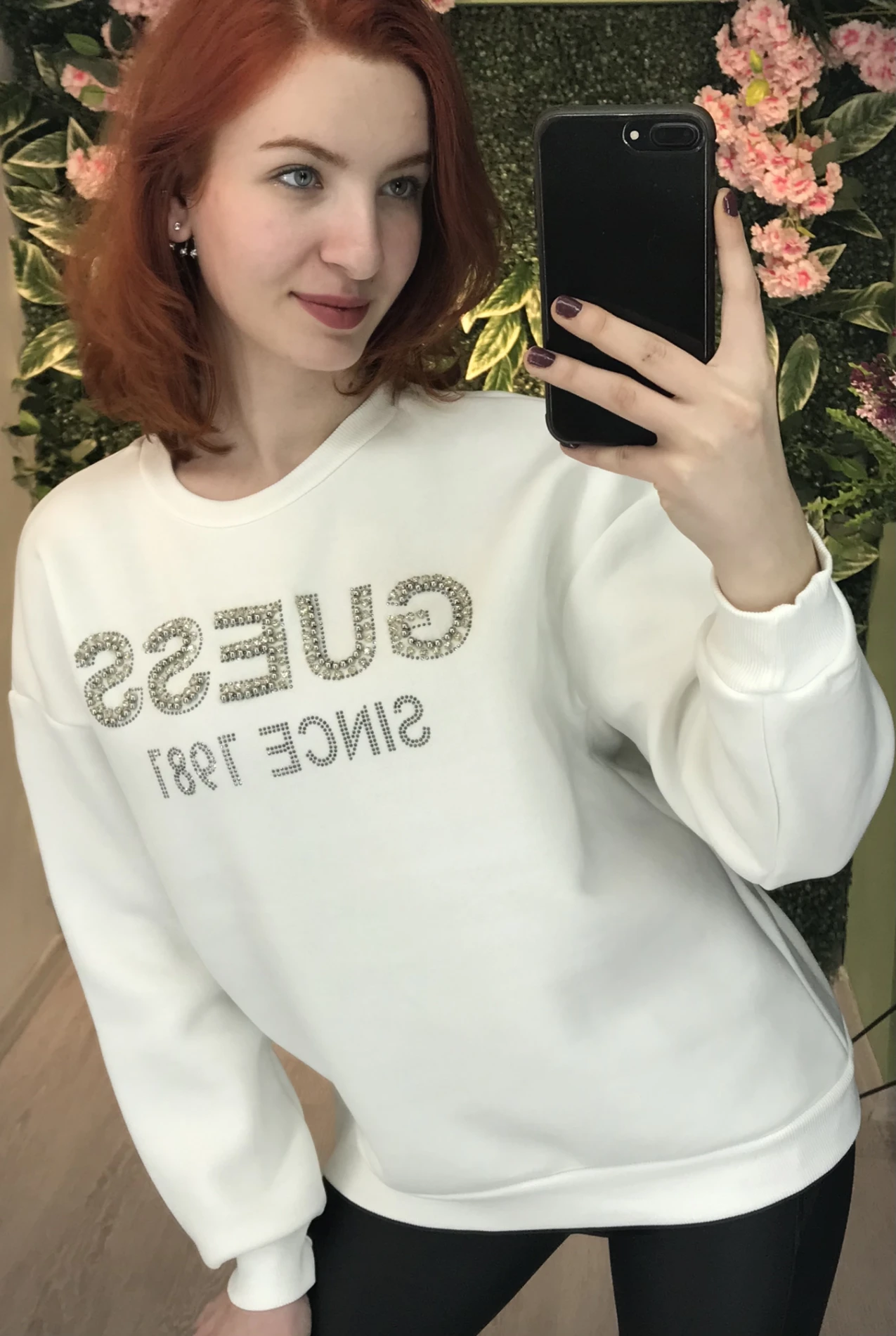 Guess Taşlı İçi Şardonlu Sweatshirt