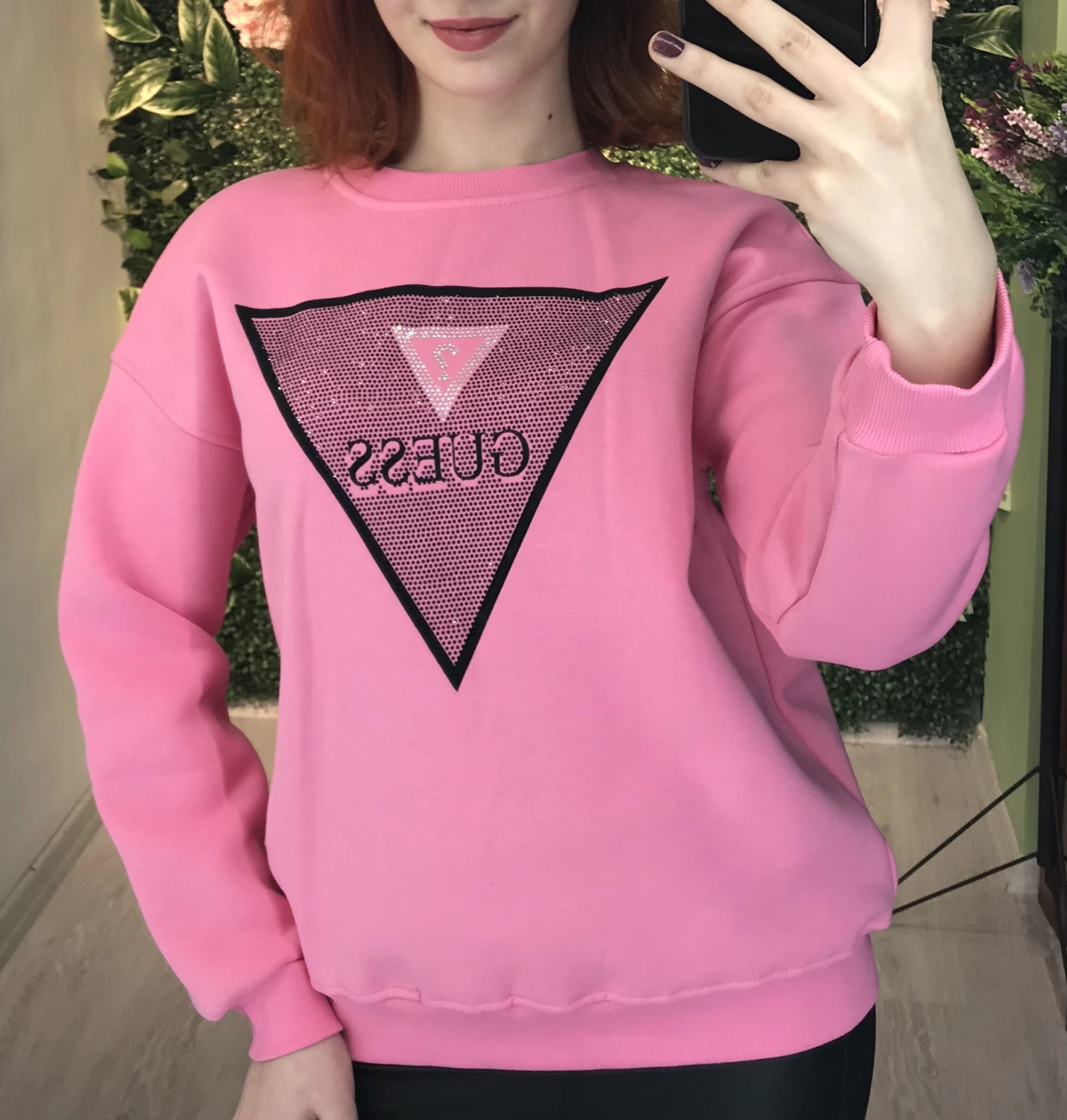 Siyah Taşlı Guess Şardonlu Sweatshirt