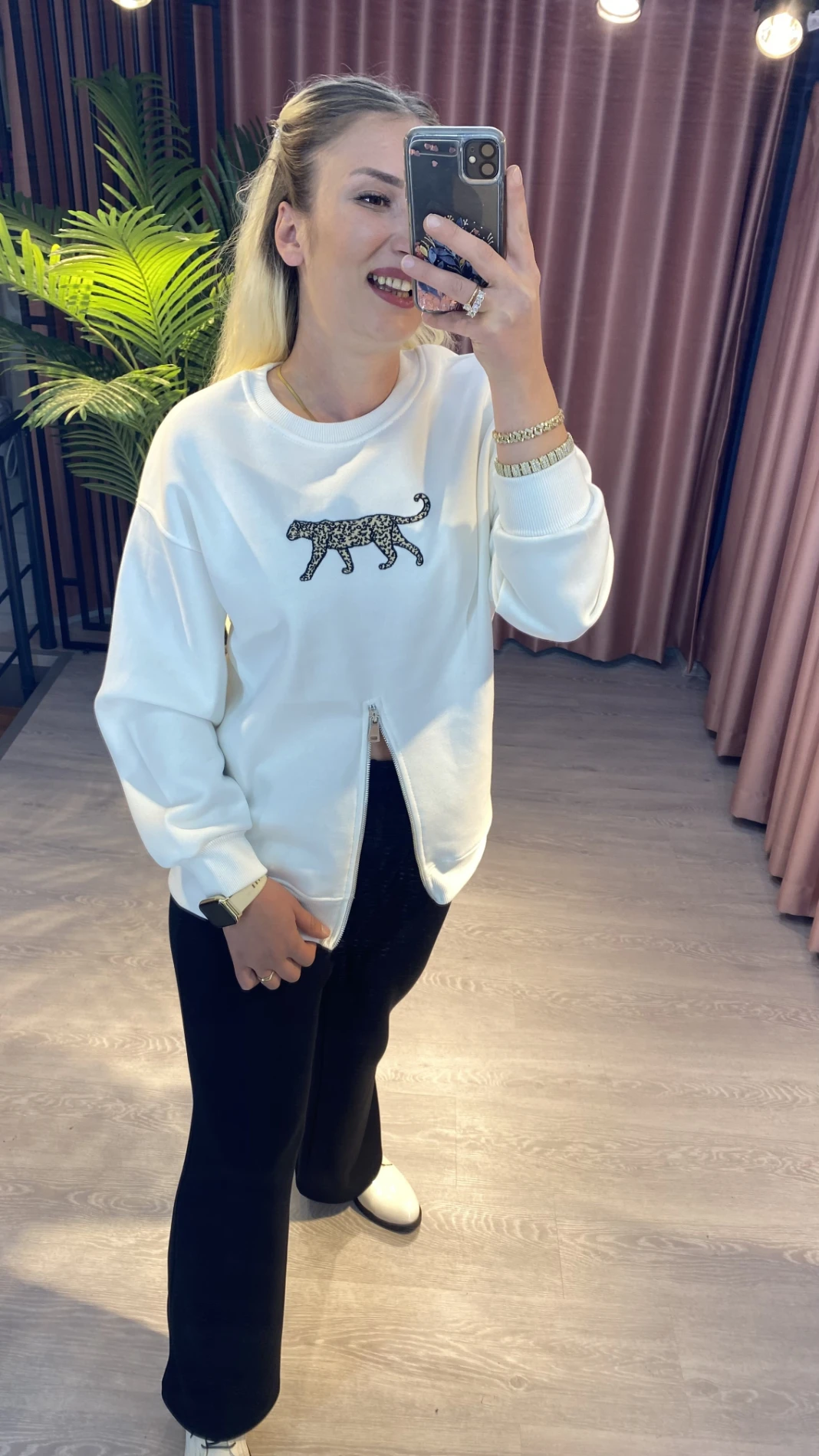 Kaplanlı Fermuarlı Sweatshirt