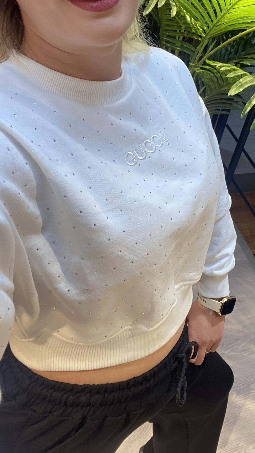 Taşlı Crop Sweatshirt