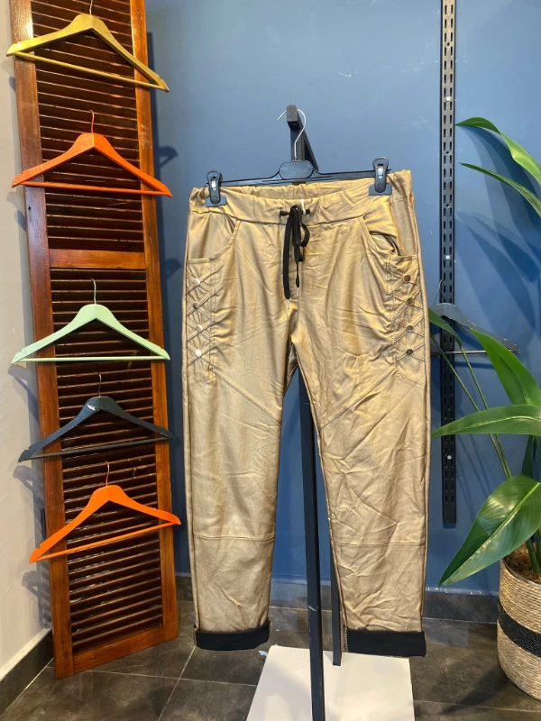 Zımba Detaylı Deri İtaly Pant